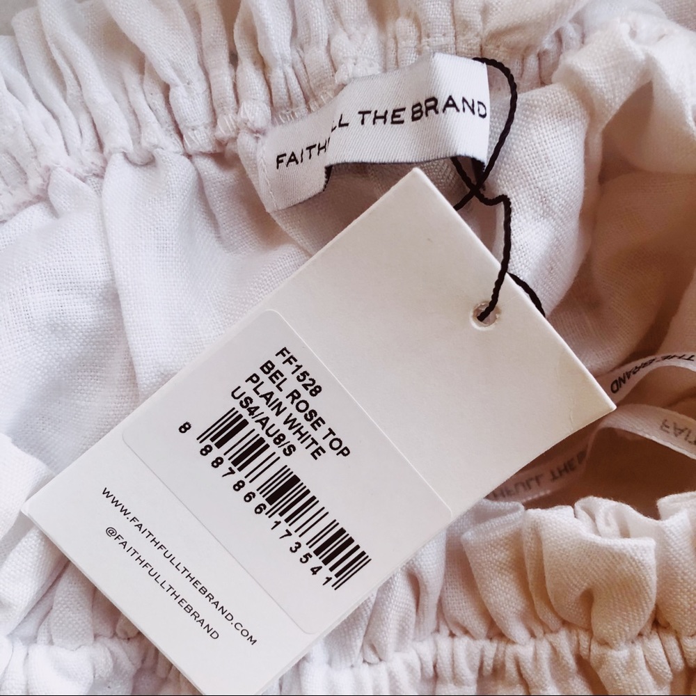 FAITHFULL THE BRAND Bel Rose Top Plain White S - Picture 7 of 9